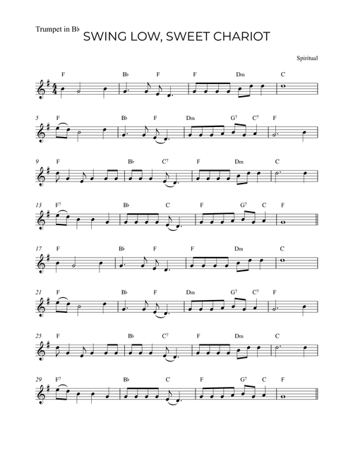 SWING LOW, SWEET CHARIOT (Arr. Alex Nunes Rodrigues) - Spiritual (Trumpet Solo)