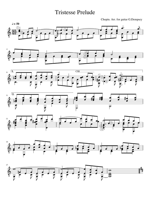 Tristesse prelude. Chopin arr. guitar solo G. Dempsey