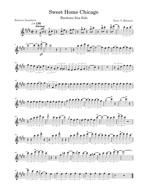 Sweet home chicago – The Blues Brothers - Baritone sax solo
