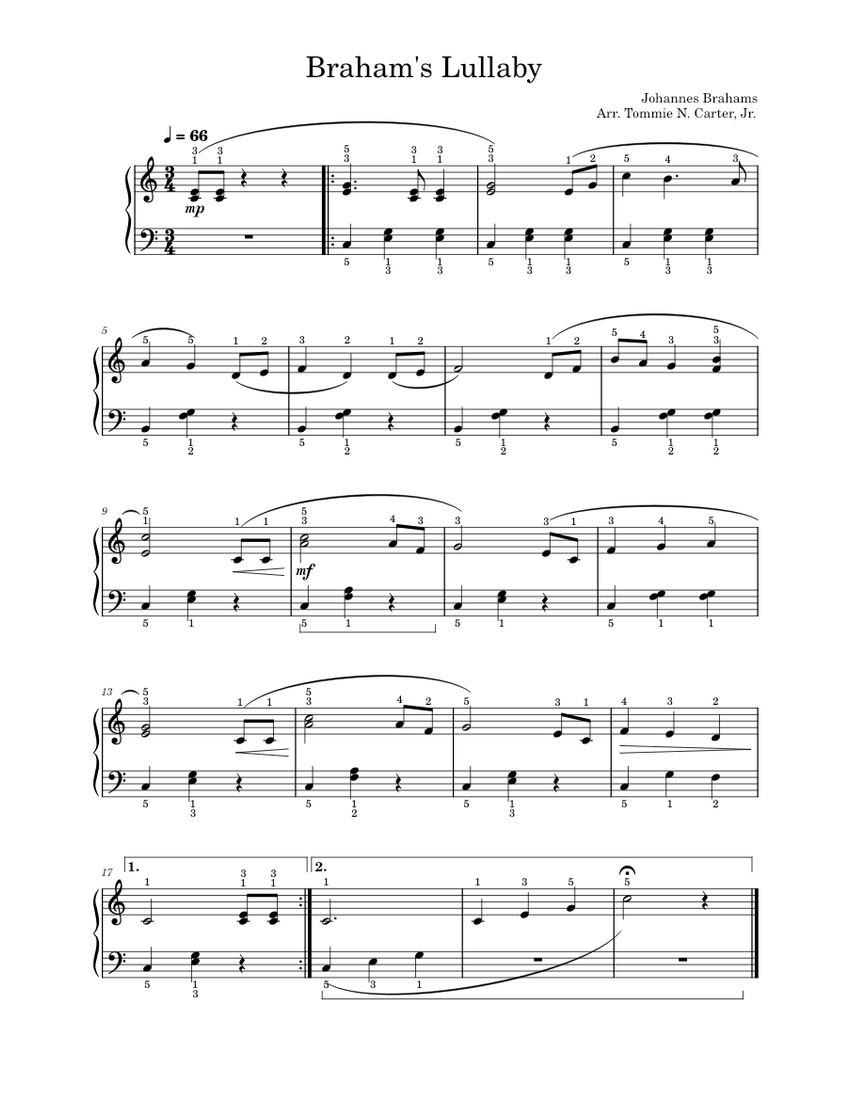 Braham's_Lullaby Sheet Music For Piano (Solo) | Musescore.com