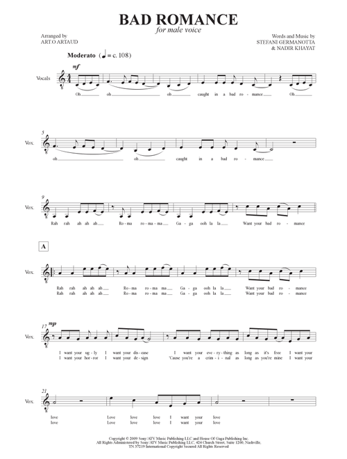 Bad Romance (Arr. Art.o Artaud) - Lady Gaga (Vocal Solo)