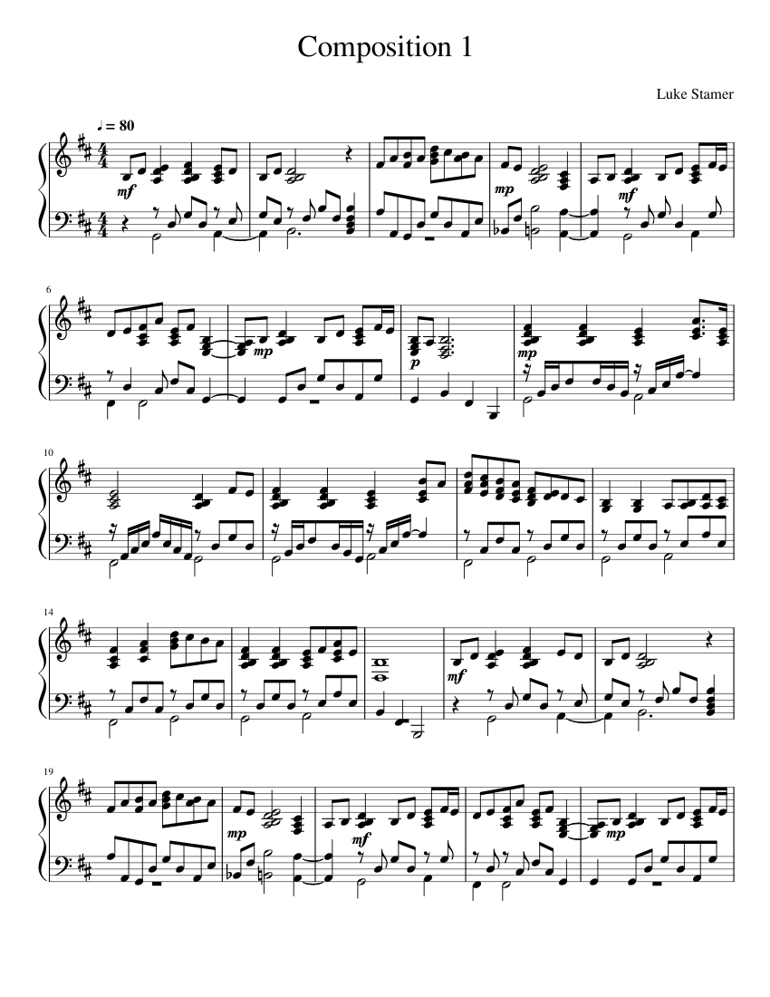 Composition 1 Sheet Music for Piano (Solo) | MuseScore.com