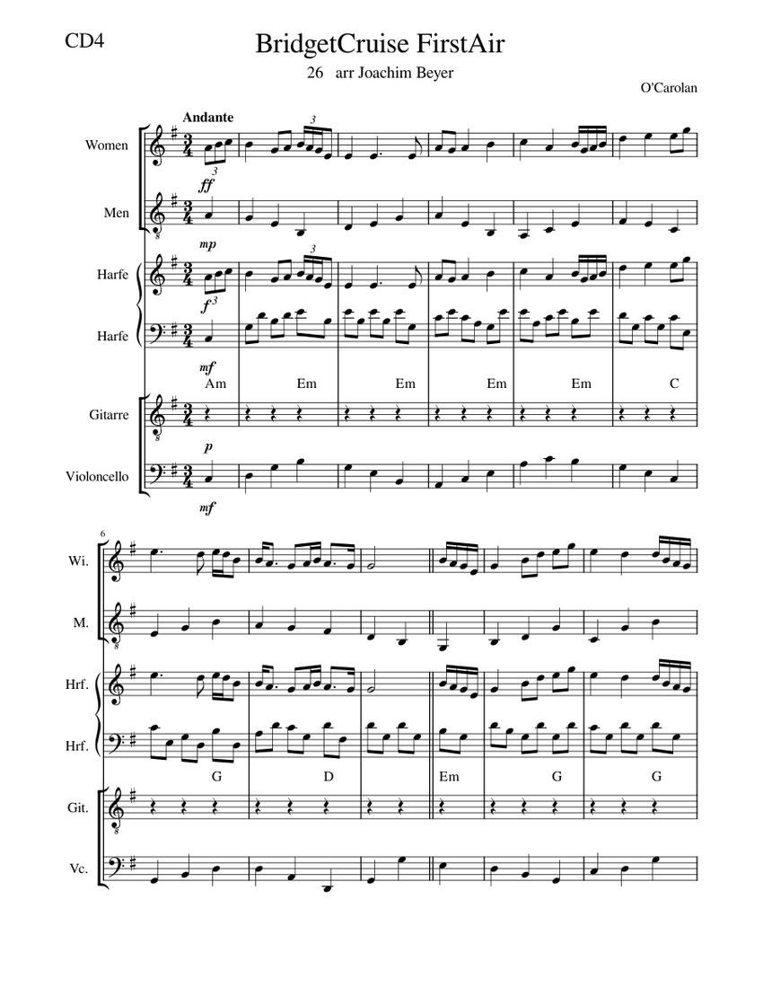 Bridget Cruise First Air Turlough O #39 Carolan Sheet music for Piano