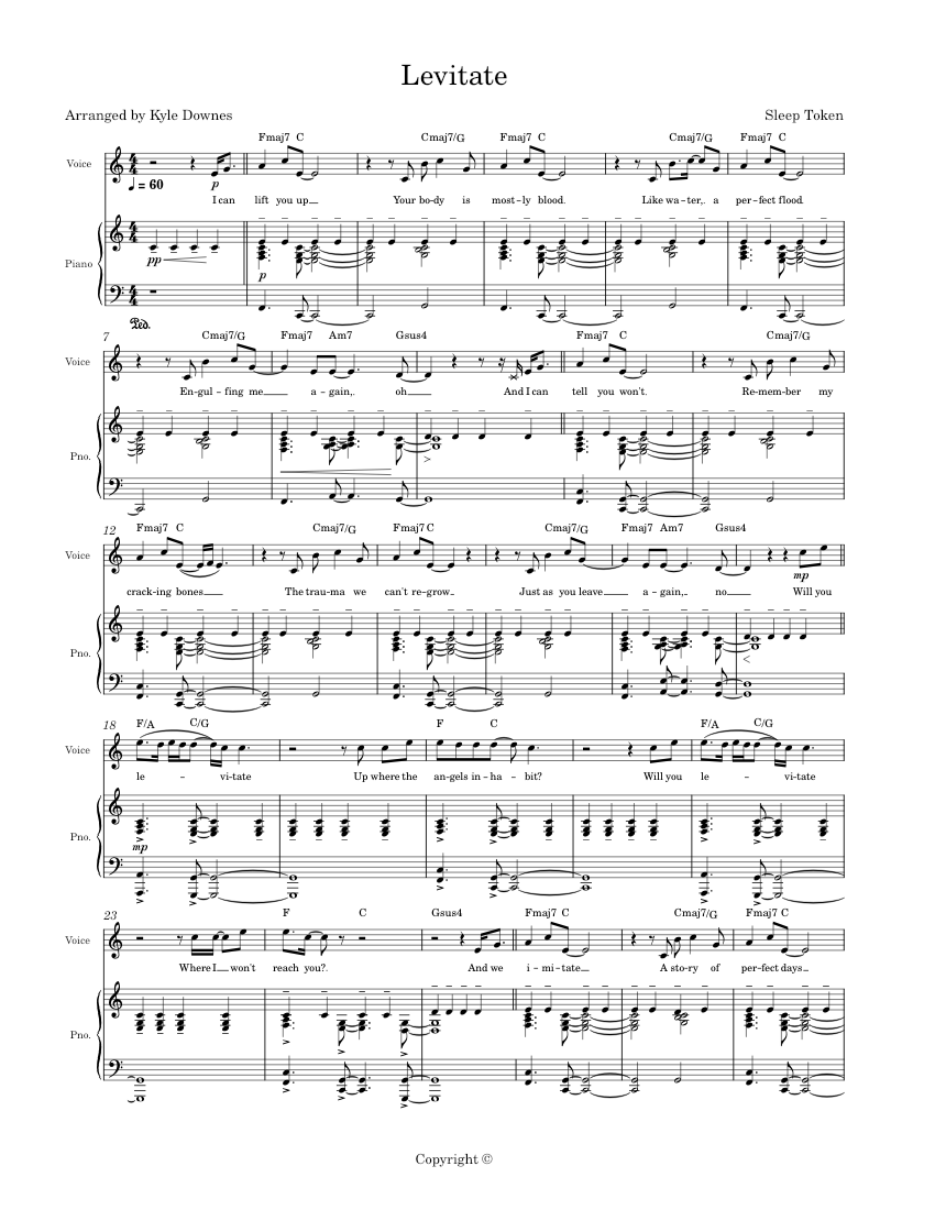 Levitate Sleep Token Sheet music for Piano, Vocals (PianoVoice