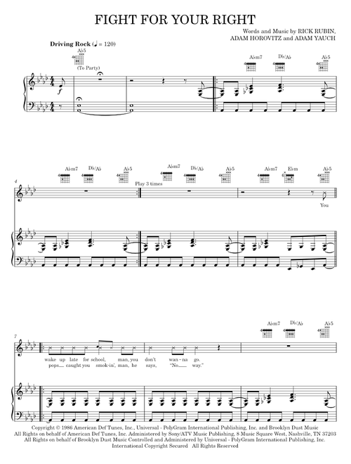 Fight for your right - Beastie Boys (Piano-Vocal-Guitar)