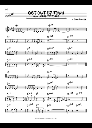 Play Official version of Get Out Of Town Sheet Music by Cole