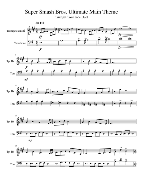 Super Smash Bros Ultimate Main Theme Trumpet Trombone Duet