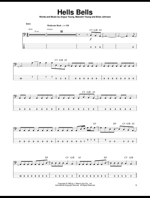 Hells Bells - AC/DC (Bass Tab)