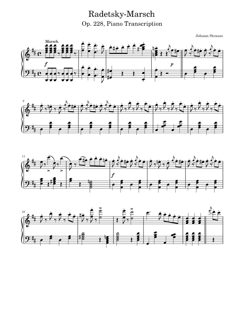 Radetzky-Marsch, Op. 228 – Johann Strauss [Piano Transcription