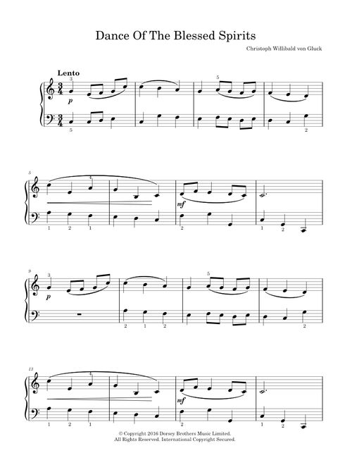 Dance Of The Blessed Spirits (from Orfeo ed Euridice) - Christoph Willibald von Gluck (Easy Piano)