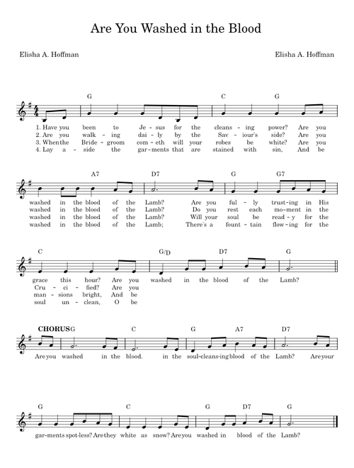 Are You Washed in the Blood? - for 3-octave handbell choir - Rev. Elisha A. Hoffman