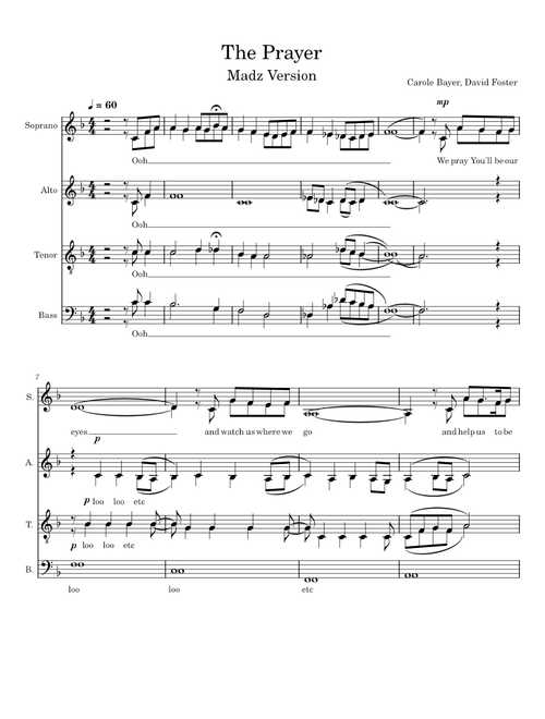 The Prayer Philippine Madrigal Singers Version SSAATTBB 4 staves - Celine Dion