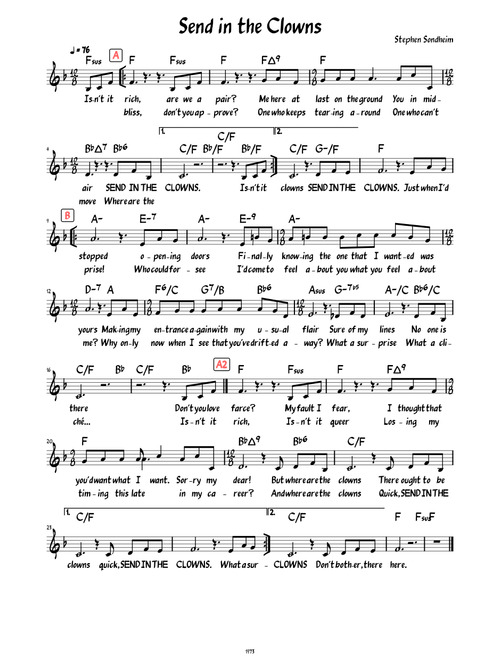 Send in the Clowns (Lead sheet with lyrics )