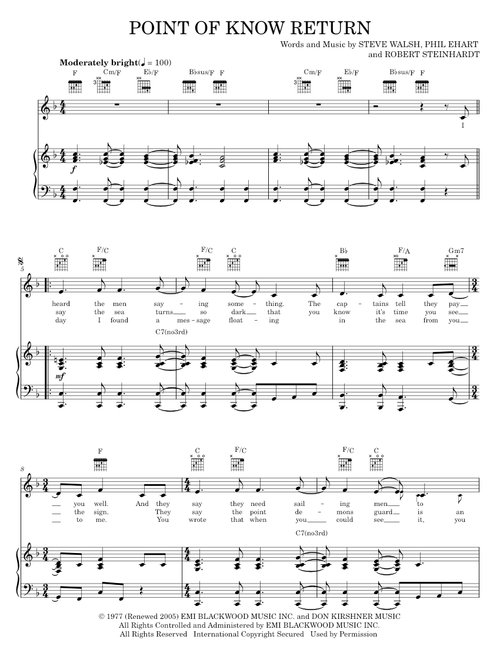 Point of know return - Kansas (Piano-Vocal-Guitar)