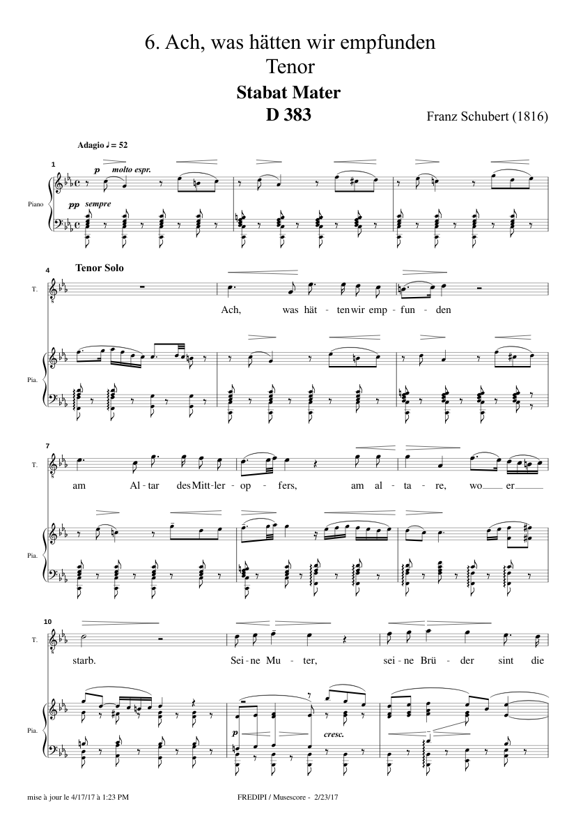 D.w.z worm premier Stabat Mater, D.383 - aria n°6 by Franz Schubert Sheet music for Piano, Tenor (SATB) | Musescore.com D.w.z worm premier Stabat Mater, D.383 - aria n°6 by Franz Schubert Sheet music for Piano, Tenor (SATB) | Musescore.com