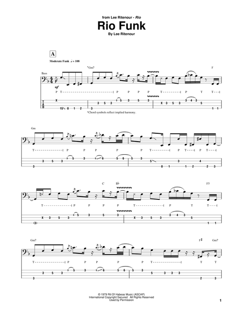 Rio Funk - Marcus Miller, Lee Ritenour (Bass Tab)