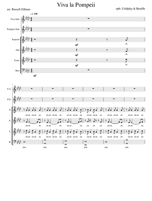 Viva La Vida/Pompeii mashup (Coldplay, Bastille) - [SATB A cappella]