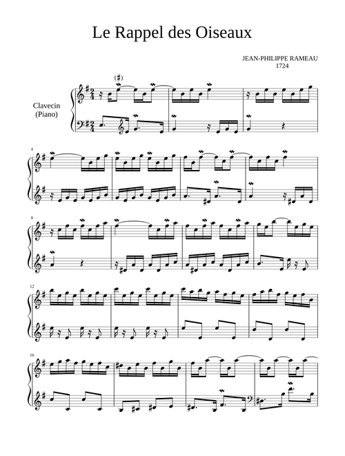 Jean-Philippe Rameau - Le Rappel des Oiseaux