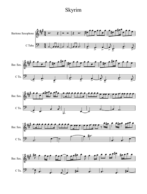 Skyrim Bari sax and tuba duet
