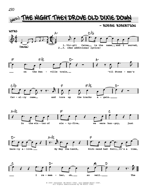 The Night They Drove Old Dixie Down - The Band, Joan Baez, Robbie Robertson (Real Book - Melody-Chords-Lyrics)