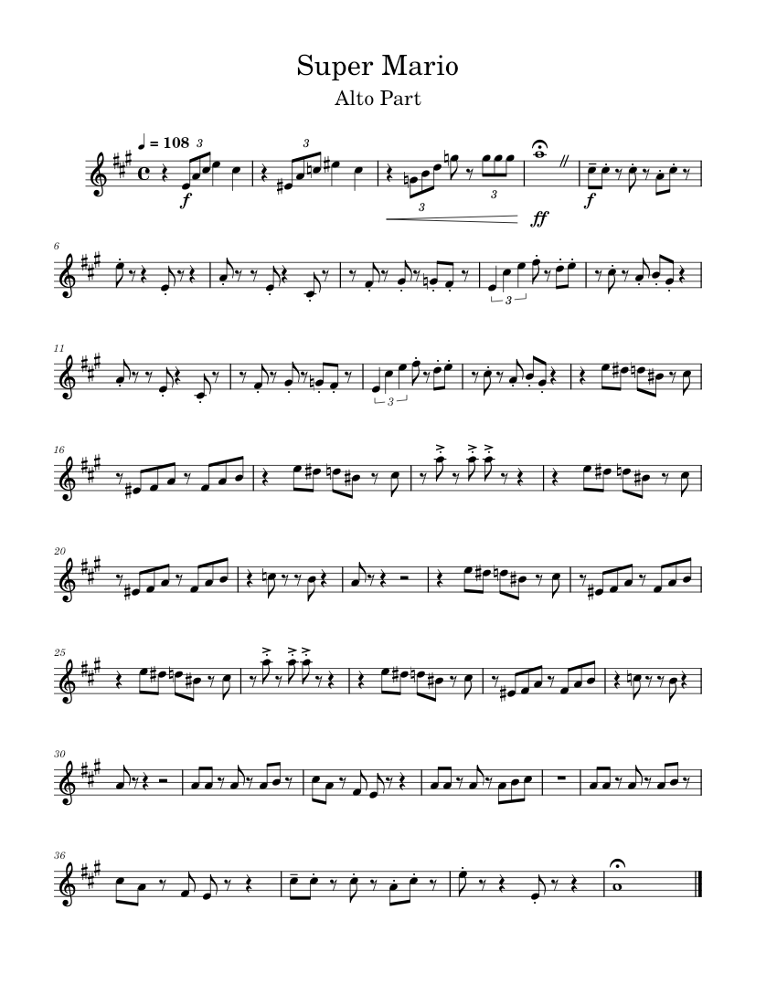Super Mario ALTO Sheet Music for Saxophone alto (Solo) | MuseScore.com