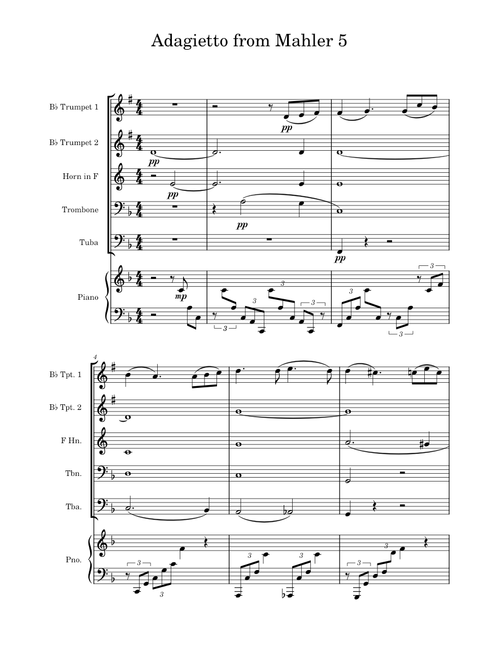 Adagietto - Mahler's 5th Symphony - Brass Quintet and Piano