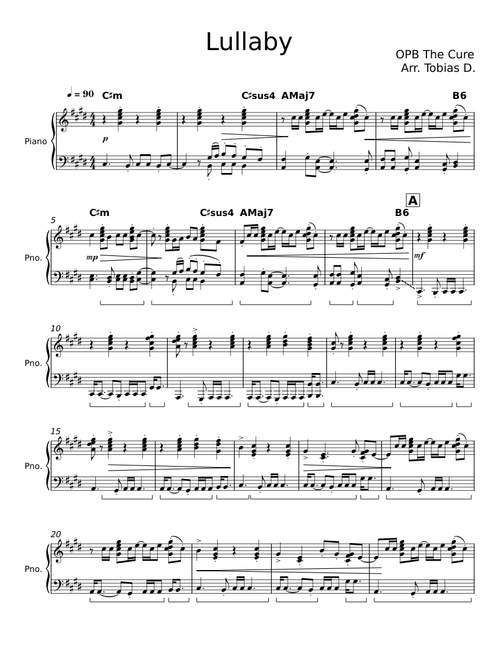 Lullaby – The Cure (Piano/Vocal Arr.)