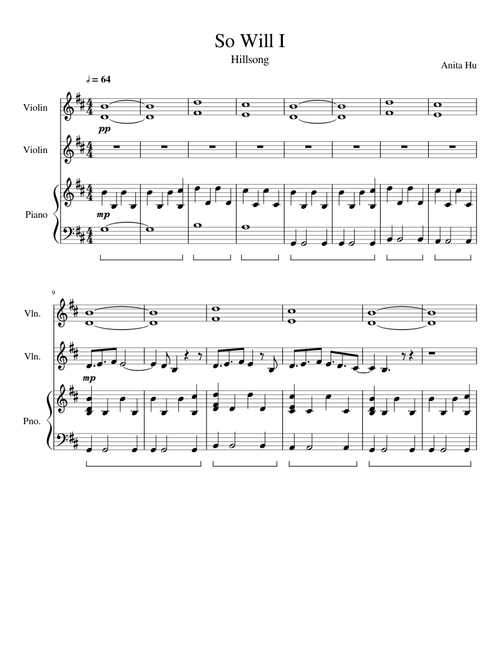 Hillsong -- So Will I (piano & violin) FULL ver