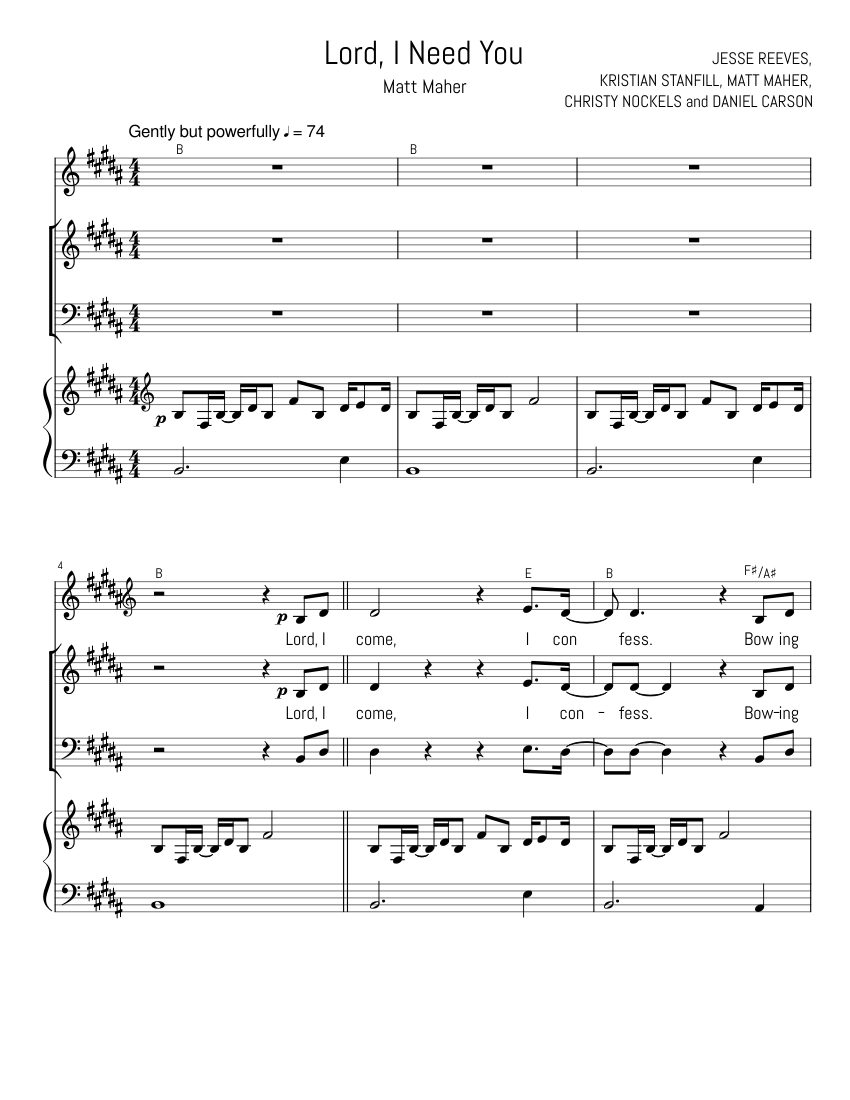 Lord I Need You, SATB, Piano, Matt Maher Sheet Music with Chords for ...