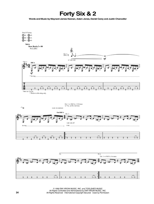 Forty Six & 2 - Tool (Guitar Tab)