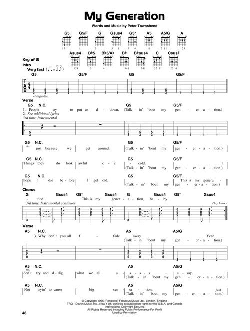 My Generation - The Who (Guitar Lead Sheet)