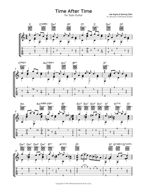 Time After Time (Arr. Bronson Ferdinand Wright) - Sammy Cahn, Jule Styne (Solo Guitar)