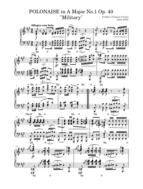 Polonaise in A major "Military", (Op .40 No.1), F. Chopin