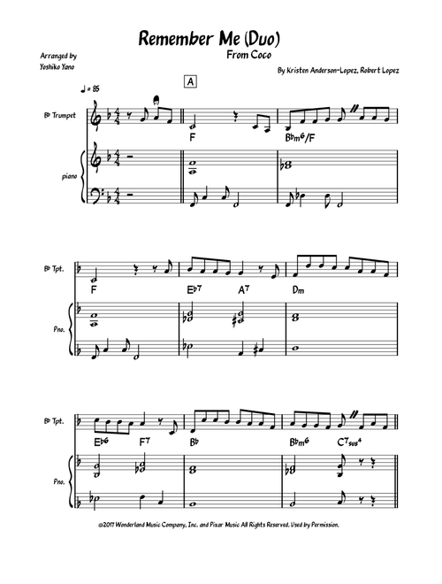 Remember Me (Duo) (Arr. Yoshiko Yano) - D Garcia Fonzi Gael Garcia Bernal Gabriella Flores Liberta (Instrumental Duet and Piano)