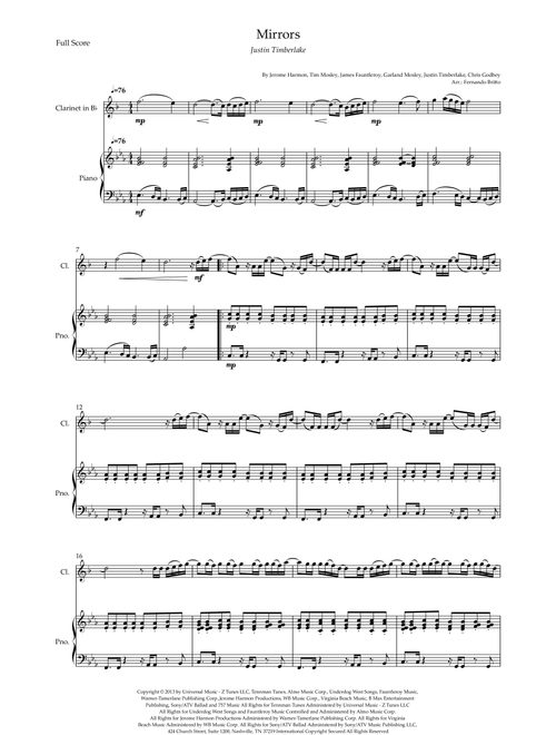 Mirrors (Arr. Fernando Britto) - Justin Timberlake (Clarinet and Piano)