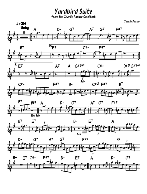 Yardbird Suite- Eb Alto Saxophone