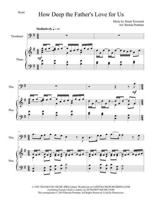 How Deep The Father's Love For Us (Arr. Brenda Portman) - Phillips, Craig & Dean (Trombone and Piano)