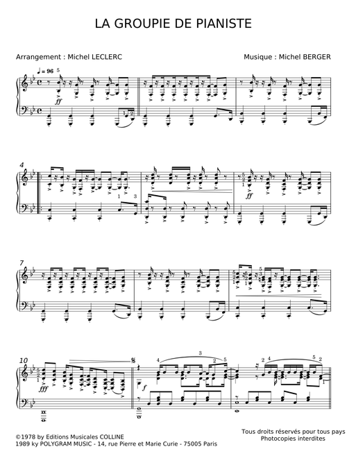 La groupie du pianiste - Michel Berger