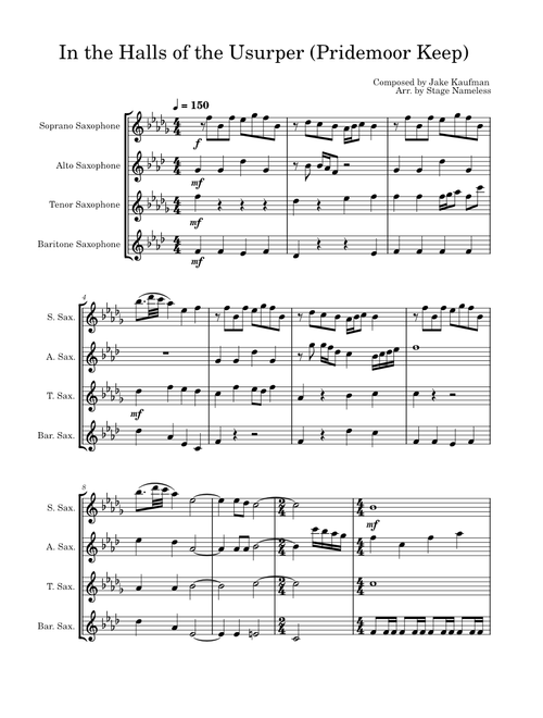 Pridemoor keep - in the halls of the usurper shovel knight ost – Jake Kaufman Sax Quartet