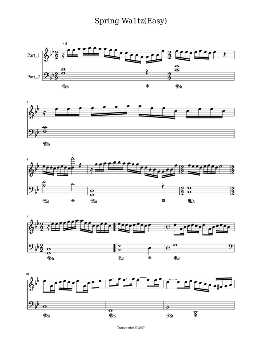 Spring Waltz Easy Sheet for (Piano Duo) | Musescore.com
