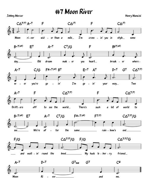 Moon River (Arr. John Fries) - Andy Williams (Piano-Vocal-Guitar (Piano Accompaniment))