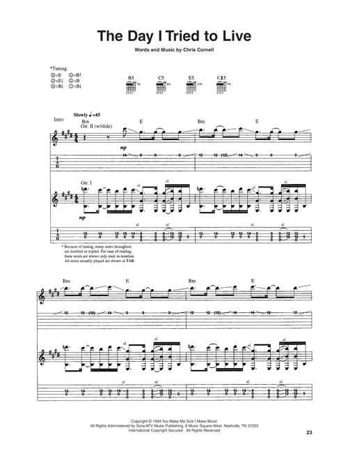 The Day I Tried To Live - Soundgarden (Guitar Tab)