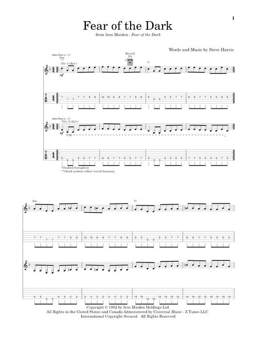 Fear Of The Dark - Iron Maiden (Guitar Tab)