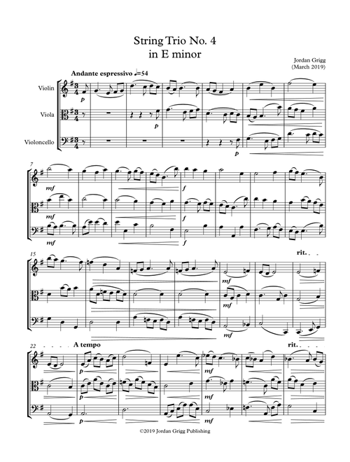 String Trio No 4 in E minor - Jordan Grigg (String Ensemble)