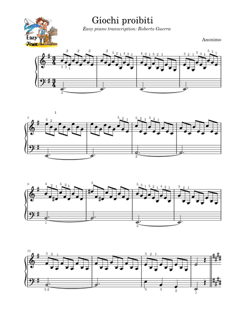Giochi Proibiti (Jeux Interdits) Mid Easy Piano