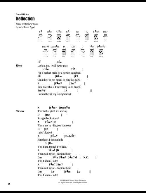Reflection (from Mulan) - Christina Aguilera (Ukulele Chords-Lyrics)