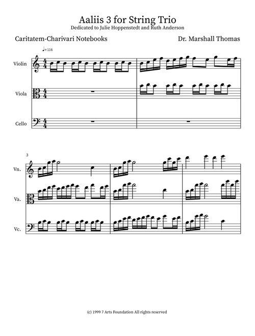 Aaliis 3 for String Trio - Celebrity Chamber Players (Small Ensemble)