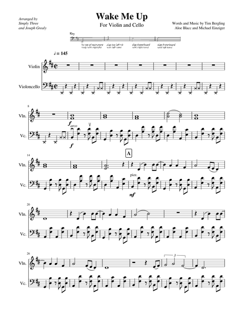 Wake Me Up for Violin and Cello