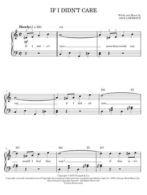 If I Didn't Care - The Ink Spots (Easy Piano)