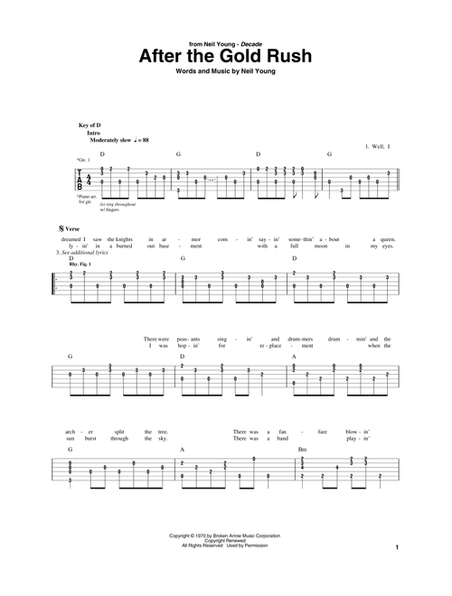 After The Gold Rush - Neil Young (Guitar Rhythm Tab)